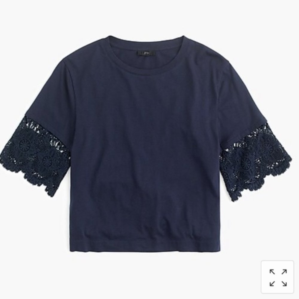 NWOT J Crew Lace Sleeve T-Shirt